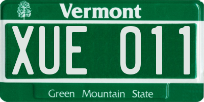 VT license plate XUE011