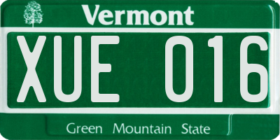 VT license plate XUE016