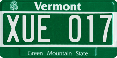 VT license plate XUE017