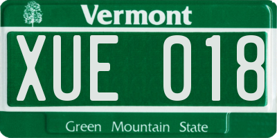 VT license plate XUE018