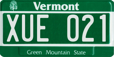 VT license plate XUE021