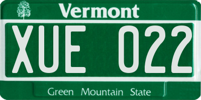 VT license plate XUE022
