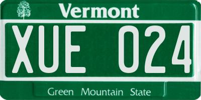 VT license plate XUE024