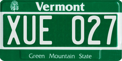VT license plate XUE027