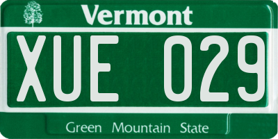 VT license plate XUE029
