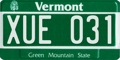 VT license plate XUE031