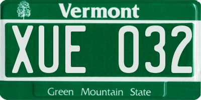 VT license plate XUE032