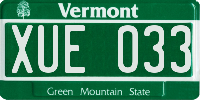 VT license plate XUE033