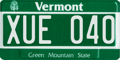 VT license plate XUE040