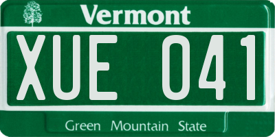 VT license plate XUE041