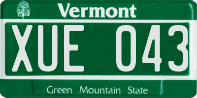 VT license plate XUE043
