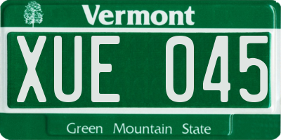 VT license plate XUE045