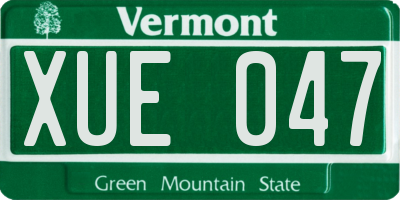 VT license plate XUE047