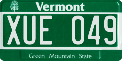 VT license plate XUE049