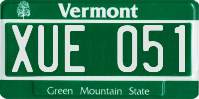 VT license plate XUE051