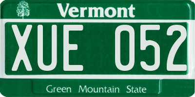 VT license plate XUE052