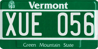 VT license plate XUE056