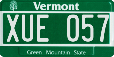 VT license plate XUE057