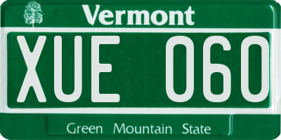 VT license plate XUE060