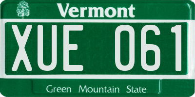 VT license plate XUE061