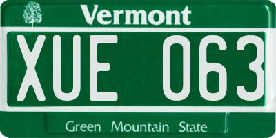 VT license plate XUE063