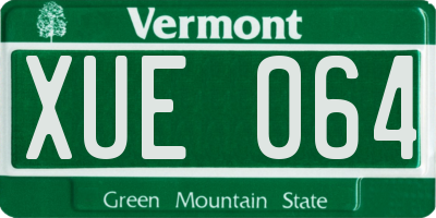 VT license plate XUE064