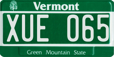 VT license plate XUE065