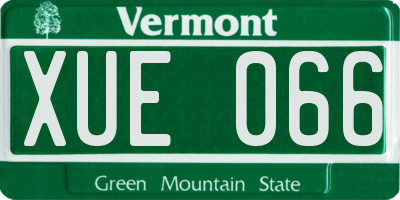 VT license plate XUE066
