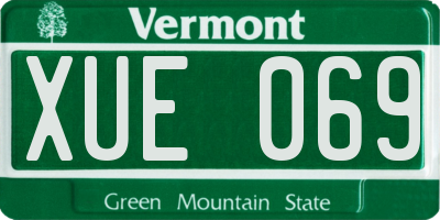 VT license plate XUE069