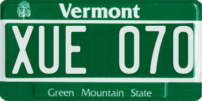 VT license plate XUE070