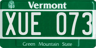 VT license plate XUE073