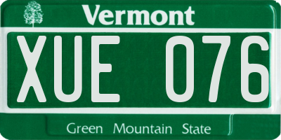 VT license plate XUE076