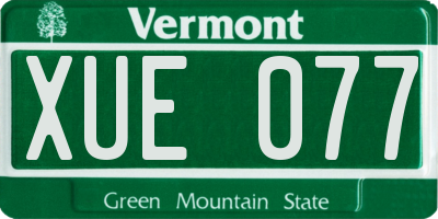 VT license plate XUE077