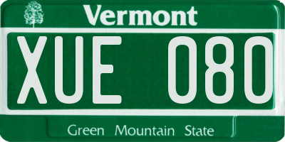 VT license plate XUE080