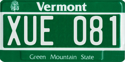 VT license plate XUE081