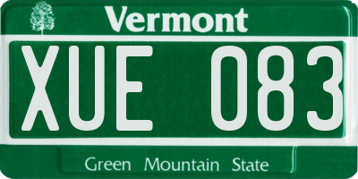 VT license plate XUE083