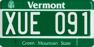VT license plate XUE091