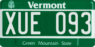 VT license plate XUE093