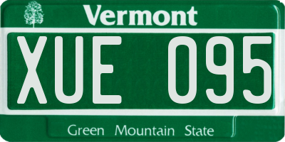 VT license plate XUE095