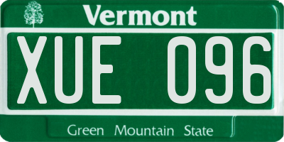 VT license plate XUE096