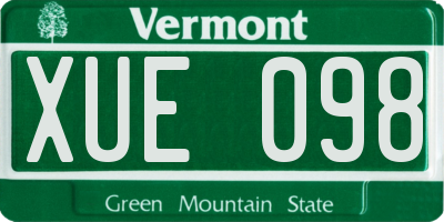 VT license plate XUE098