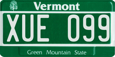 VT license plate XUE099