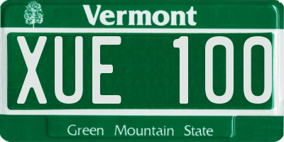 VT license plate XUE100