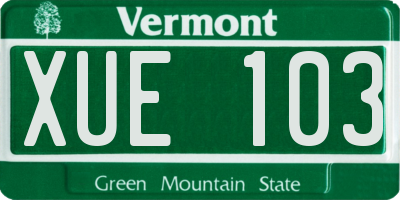 VT license plate XUE103