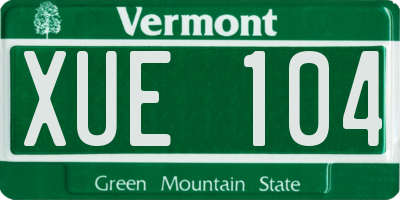 VT license plate XUE104