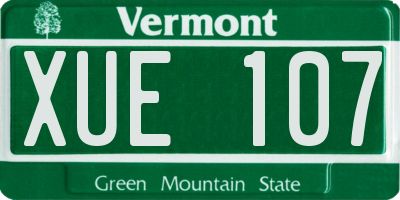 VT license plate XUE107