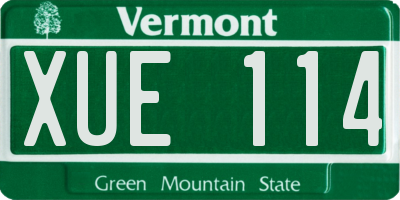 VT license plate XUE114