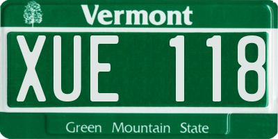 VT license plate XUE118