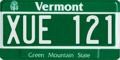 VT license plate XUE121