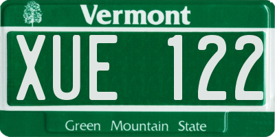 VT license plate XUE122